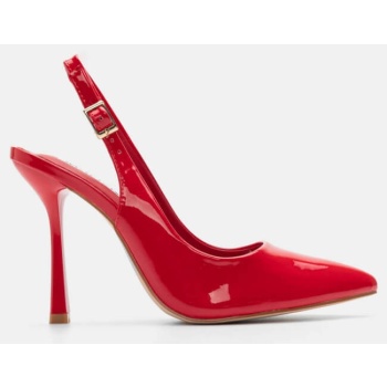 γόβες open heel με τόκα - κόκκινο σε προσφορά