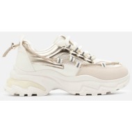  sneakers chunky με διοακοσμητικά κορδόνια σπορ απο strass - μπεζ