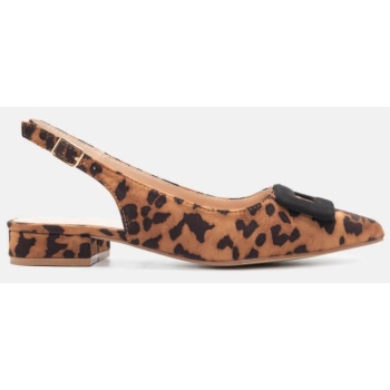 γοβάκι open heel με τόκα - animal print σε προσφορά