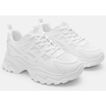 sneakers μονόχρωμα με δίχτυ - λευκό σε προσφορά