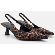  γόβες μυτερές open heel με λάστιχο - animal print