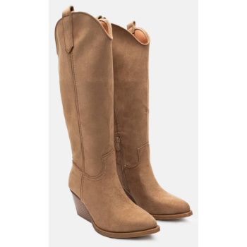 cowboy μπότες μυτερές - μπεζ-σκούρο σε προσφορά