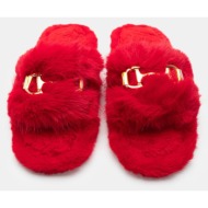  παντόφλες γούνινες με διακοσμητική αγκράφα - κόκκινο