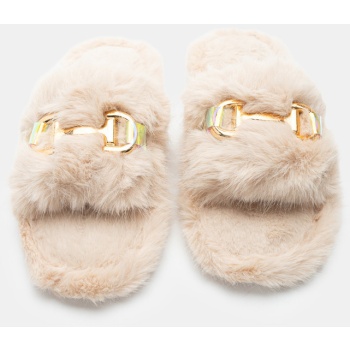 παντόφλες γούνινες με διακοσμητική σε προσφορά