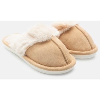 παντόφλες γούνινες με ραφή μποροστά  σε προσφορά