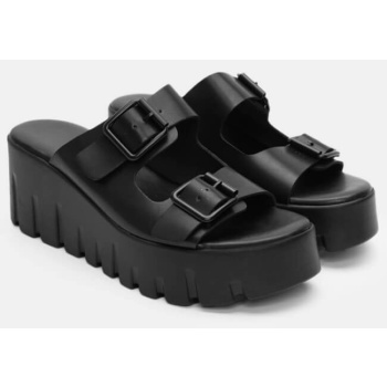 σανδάλια flatform με διπλή τόκα - μαύρο σε προσφορά