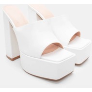  mules με φαρδιά φάσα & φιάπα - λευκό