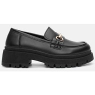  μοκασίνια με τρακτερωτή σόλα & αγκράφα - μαύρο