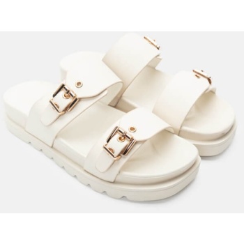 σανδάλια flatform με διπλές τόκες - μπεζ σε προσφορά