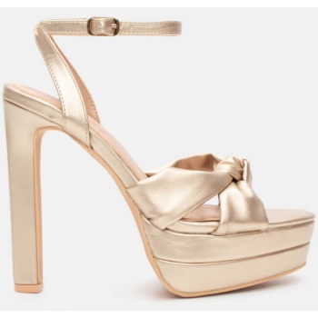 πέδιλά με διπλή φιάπα & μπαρέτα - χρυσό σε προσφορά