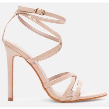 πέδιλα μυτερά με χιαστί λουράκια - nude σε προσφορά