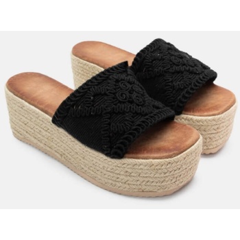 πλατφόρμες με πλεκτό σχέδιο - μαύρο σε προσφορά