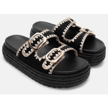σανδάλια flatform με κέντημα - μαύρο σε προσφορά