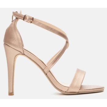 πέδιλα στιλέτο με χιαστί λουριά - χαλκός σε προσφορά