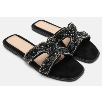 σανδάλια flat με χαντρές - μαύρο σε προσφορά