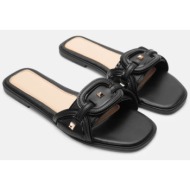  flat σανδάλια με διακοσμητικά τρουκς - μαύρο