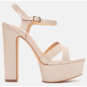 πέδιλα με φιάπα & μπαρέτα - μπεζ σε προσφορά