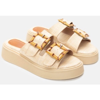 πλατφόρμες με διπλές τόκες - μπεζ σε προσφορά