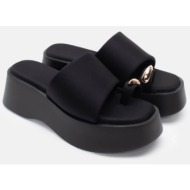  πλατφόρμες με φαρδιά φάσα & διακοσμητικό - μαύρο