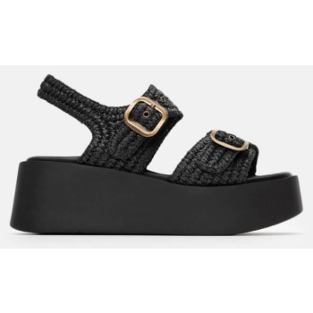 πλατφόρμες με ψάθινα λουράκια - μαύρο σε προσφορά