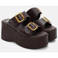  luigi design - πλατφόρμες με διπλές τόκες - καφέ σκούρο