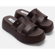  luigi design - πλατφόρμες με ανοίγματα στο πλάι - καφέ σκούρο