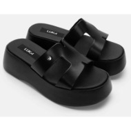  luigi design - πλατφόρμες με ανοίγματα στο πλάι - μαύρο