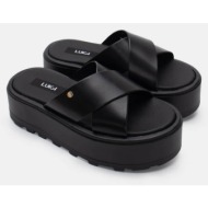  luigi design - πλατφόρμες με χιαστί λουράκια - μαύρο