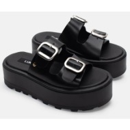  luigi design - πλατφόρμες με διπλές τόκες - μαύρο