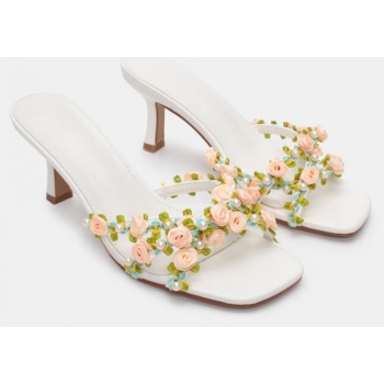 mules με διακοσμητικά λουλούδια - λευκό σε προσφορά