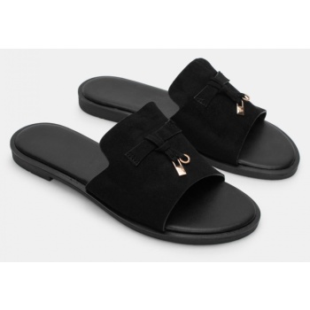 σανδάλια flat με διακοσμητικό - μαύρο σε προσφορά