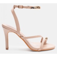  πέδιλα με μεταλλική λεπτομέρεια & μπαρέτα - μπεζ