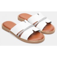  flat σανδάλια με διακοσμητικό λουράκι από strass - λευκό