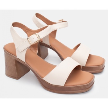 πλατφόρμες με φάσα & μπαρέτα - μπεζ σε προσφορά