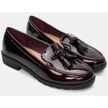 μοκασίνια με κρόσσια - μπορντό-λουστρίνι