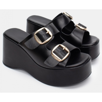 πλατφόρμες με διπλές τόκες - μαύρο σε προσφορά