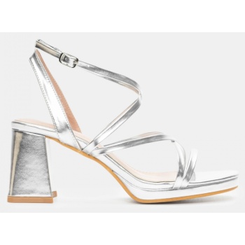 πέδιλα με χιαστί λουράκια - ασημί σε προσφορά