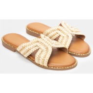  flat σανδάλια με ανοίγματα στο πλάι - μπεζ