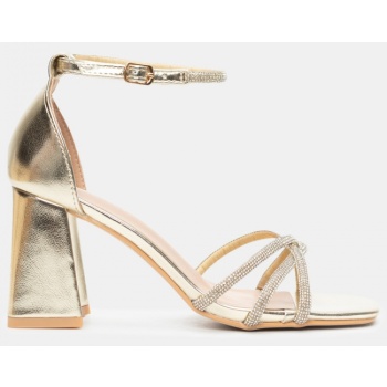 πέδιλα με μπαρέτα & strass - χρυσό σε προσφορά