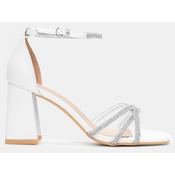 πέδιλα με μπαρέτα & strass - λευκό σε προσφορά