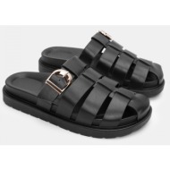  σανδάλια flatform με πολλαπλά λουράκια & τόκα - μαύρο