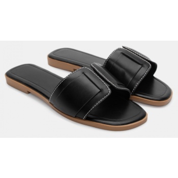 flat σανδάλια με φάσα & ραφές - μαύρο σε προσφορά