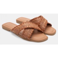  flat σανδάλια με πλεκτή πλέξη - κάμελ