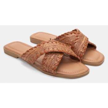 flat σανδάλια με πλεκτή πλέξη - κάμελ σε προσφορά