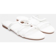  flat σανδάλια με διακοσμητική τόκα - λευκό