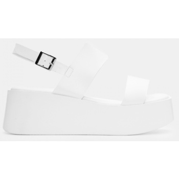 πλατφόρμες με λουράκια & τόκα - λευκό σε προσφορά