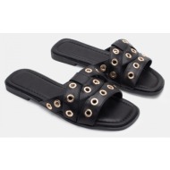  σανδάλια flat με φαρδιά φάσα & διακοσμητικά τρούκς - μαύρο