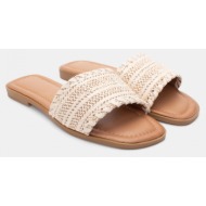  flat σανδάλια με ψάθινη φάσα - μπεζ