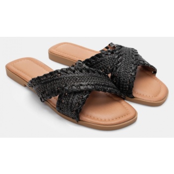 flat σανδάλια με πλεκτή πλέξη - μαύρο σε προσφορά