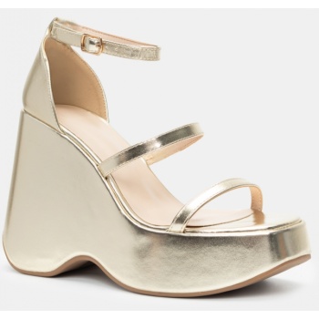 πλατφόρμες με μπαρέτα & λουράκια - χρυσό